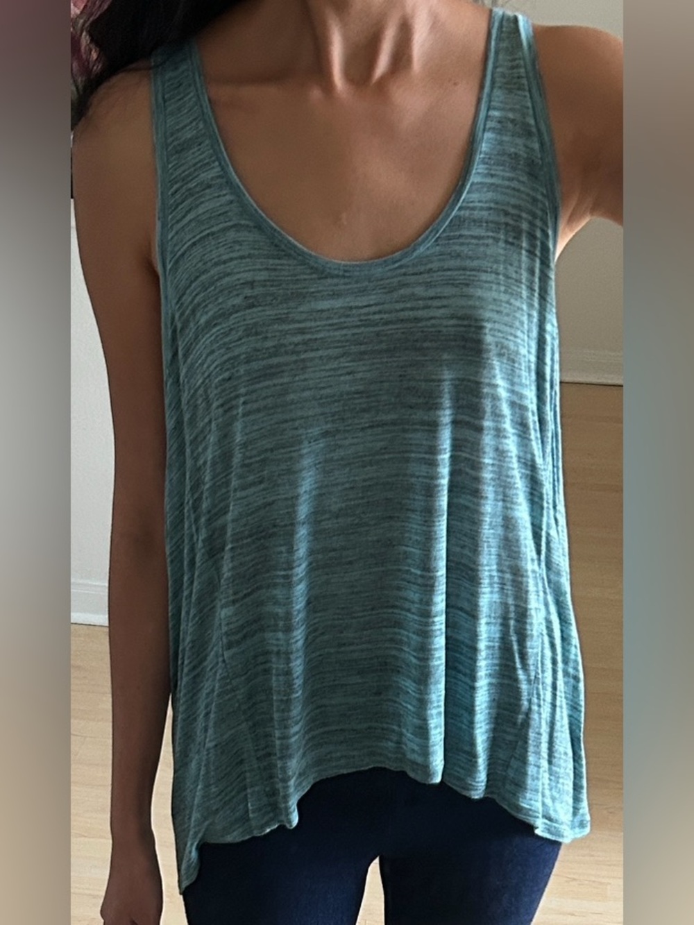 Brand New Splendid Turquoise Grey Stripe Oversized Loose Cotton Tank Top